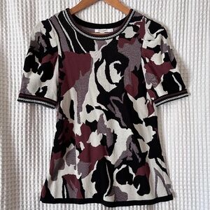 Chico's Jacquard Floral Pullover Sweater  Size 0